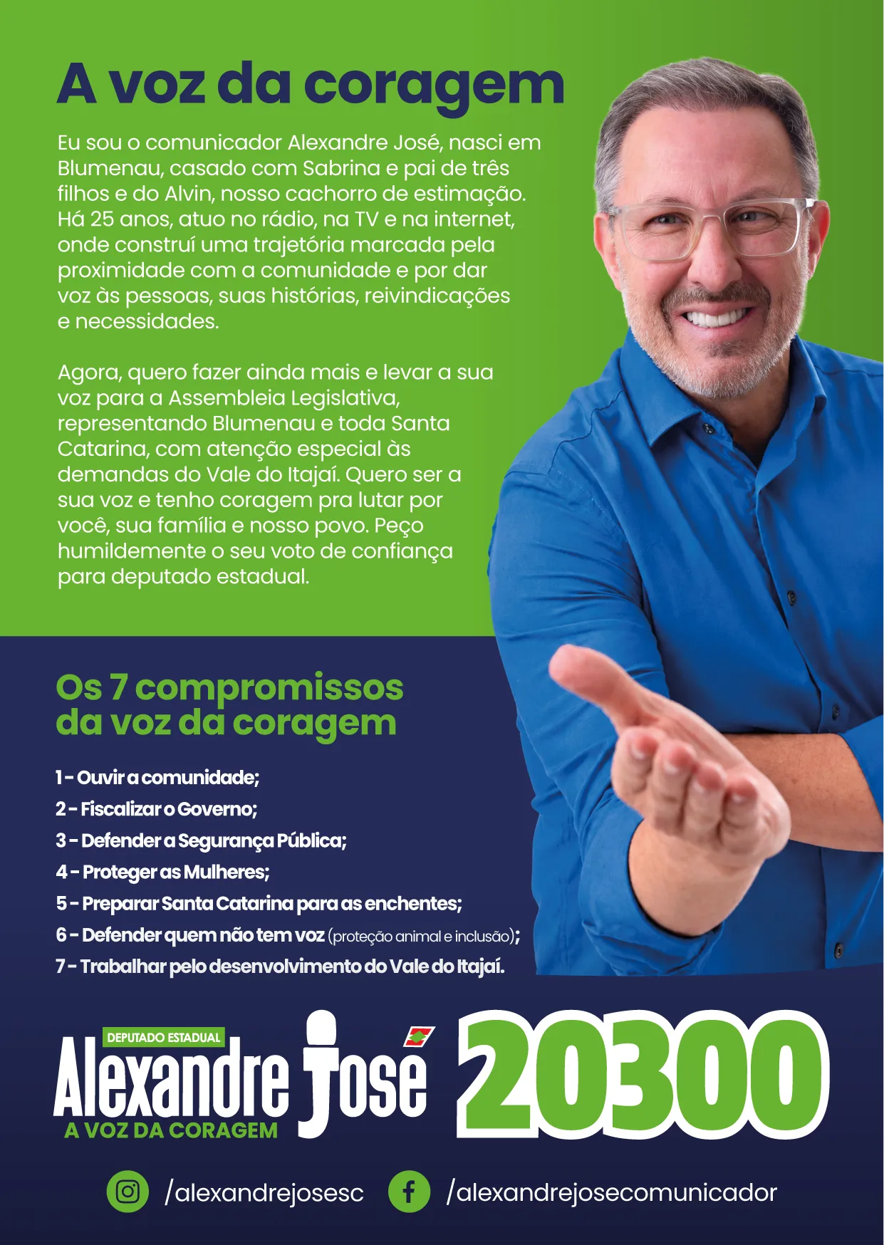 Material de campanha com os 7 compromissos da voz da coragem